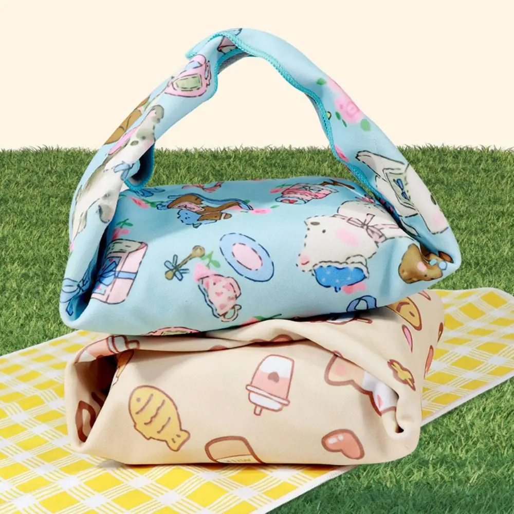 Cat Pattern Lunch Box Wrapping Cloth Anti-Scratch Reusable Self-Adhesive Cloth Foldable Practical Hundred-Patch Cloth
