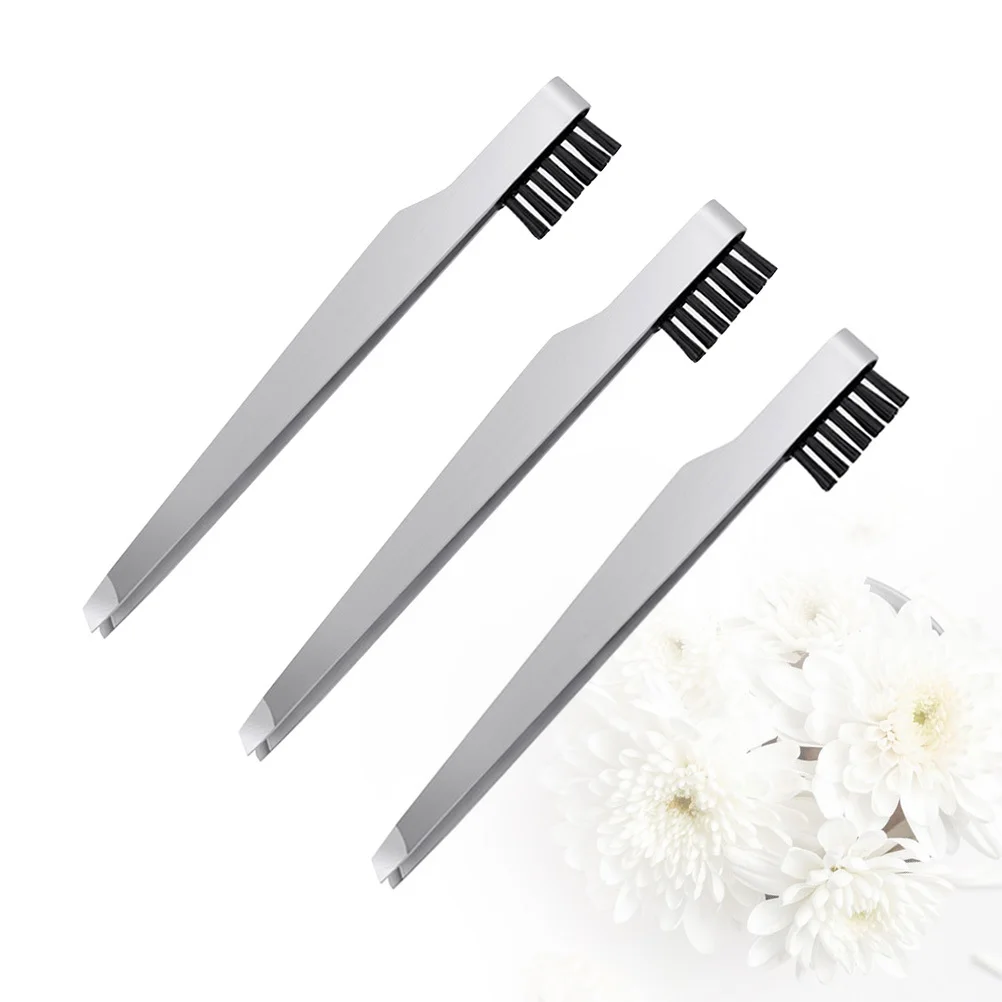 3pcs 스테인레스 스틸 경사 팁 눈썹 족집게 여성을위한 휴대용 소형 경량 정밀 메이크업 도구 소녀