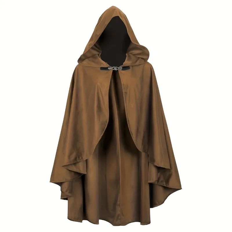 

Vintage Suede Hooded Cape for Medieval Halloween Costume and Stage Performances with Spandex Material