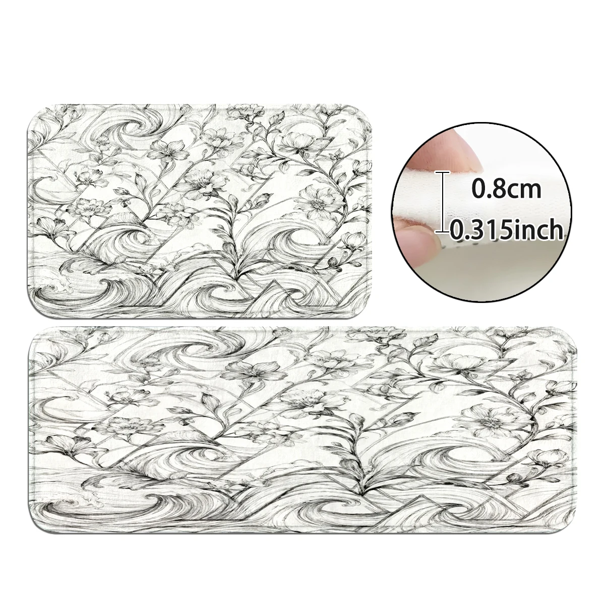 Minimalist Luxury Print Mat, Cute Girl Door Mat, Fluffy Kitchen Mat, Marble Geometric Cat Paw Welcome Text Decor Set.
