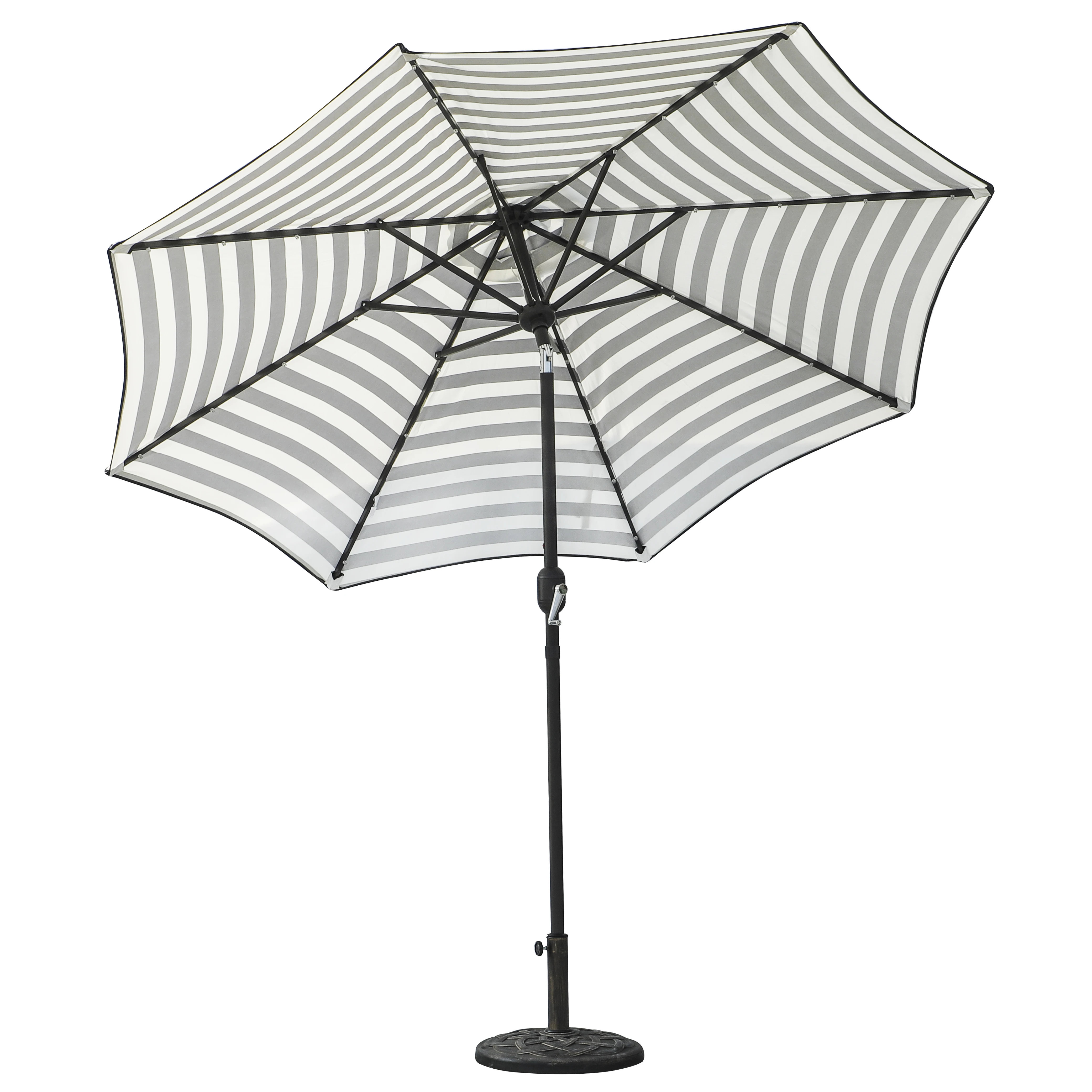 Hot Selling Item Outdoor Garden Sunshade Waterproof Square Garden Umbrella Solar LED Striped Parasol