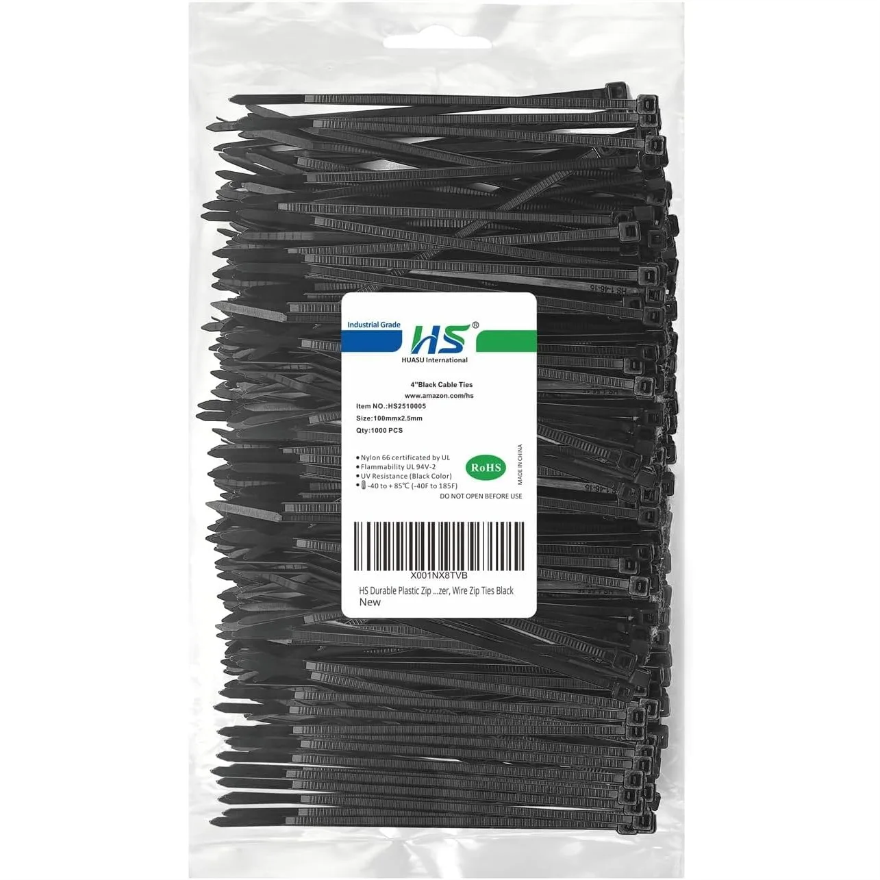 

Durable Nylon Zip Ties 4 Inch 1000 Pack Small Cable Ties 18Lbs Self-Locking Wire Ties for Electronics Organizer Black