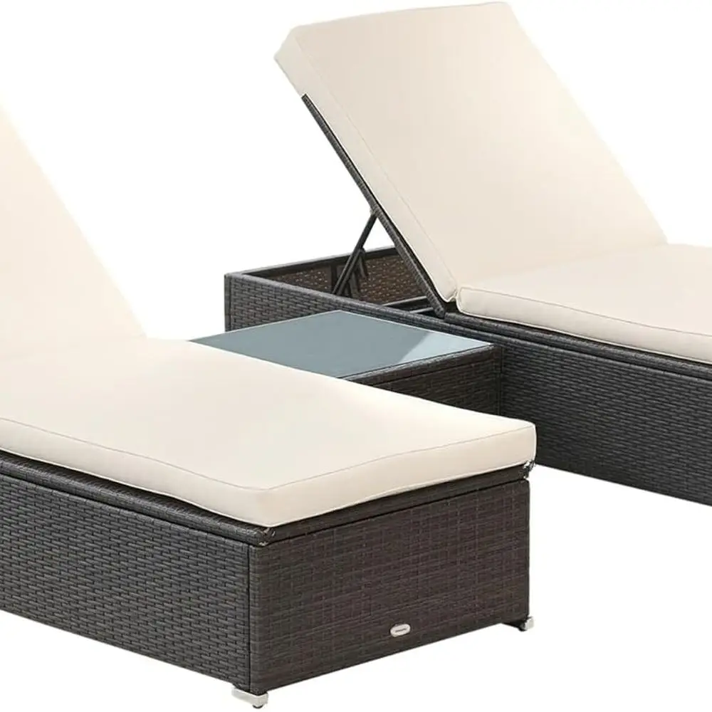 

Набор из 2 предметов для отдыха на открытом воздухе с регулируемой спинкой, водонепроницаемыми подушками, плетеными стульями из ротанга, мебель для бассейна, коричневый