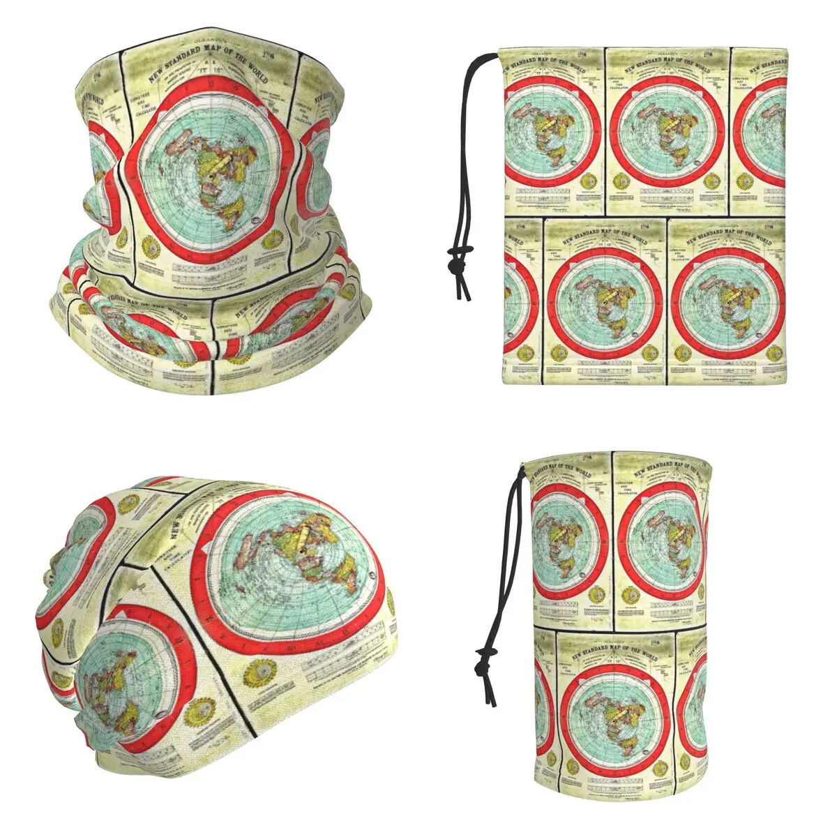 Gleason 1892 Flat Earth Map Research Flat Eart Bandana Neck Gaiter Face Scarf Hiking Fishing Headwear Unisex Adult Winter