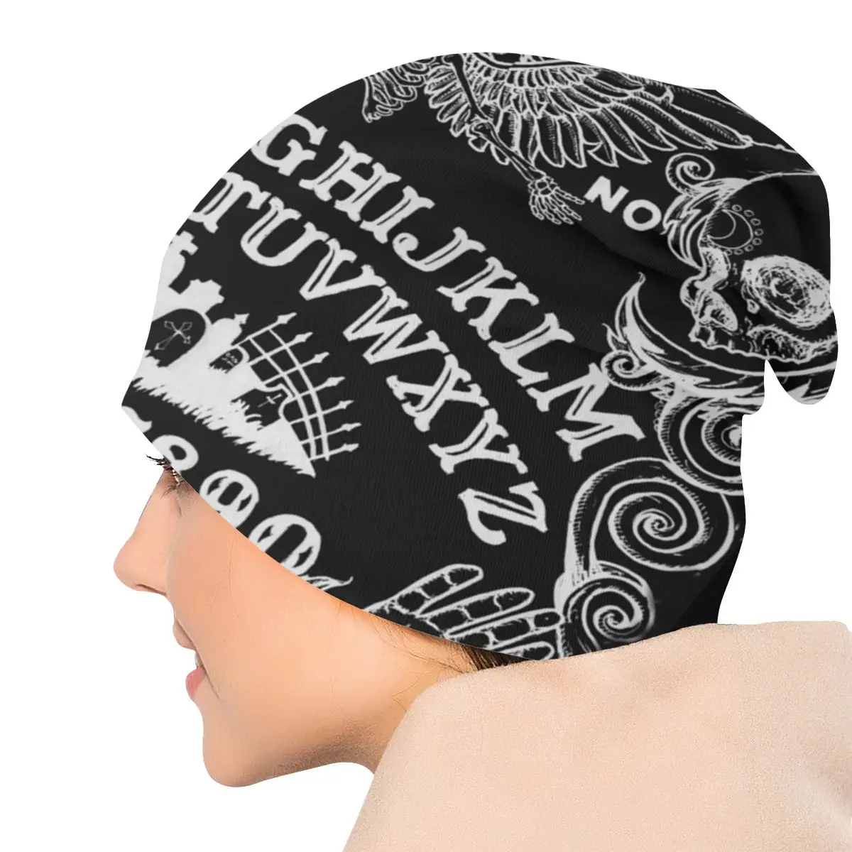 Bonnet noir en tricot pour homme et femme, accessoire de mode pour l'extérieur, Skullies, Tarot, chaud, unisexe, printemps