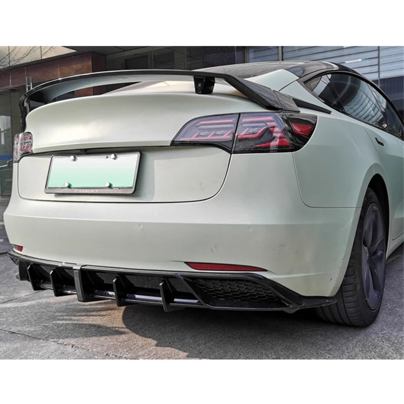 For 3PCS Tesla Model 3 GT Spoiler Accessories Car Trunk Wing Tail Rear Lip ABS Material Black Refit Body Kit 2021 2022 Year