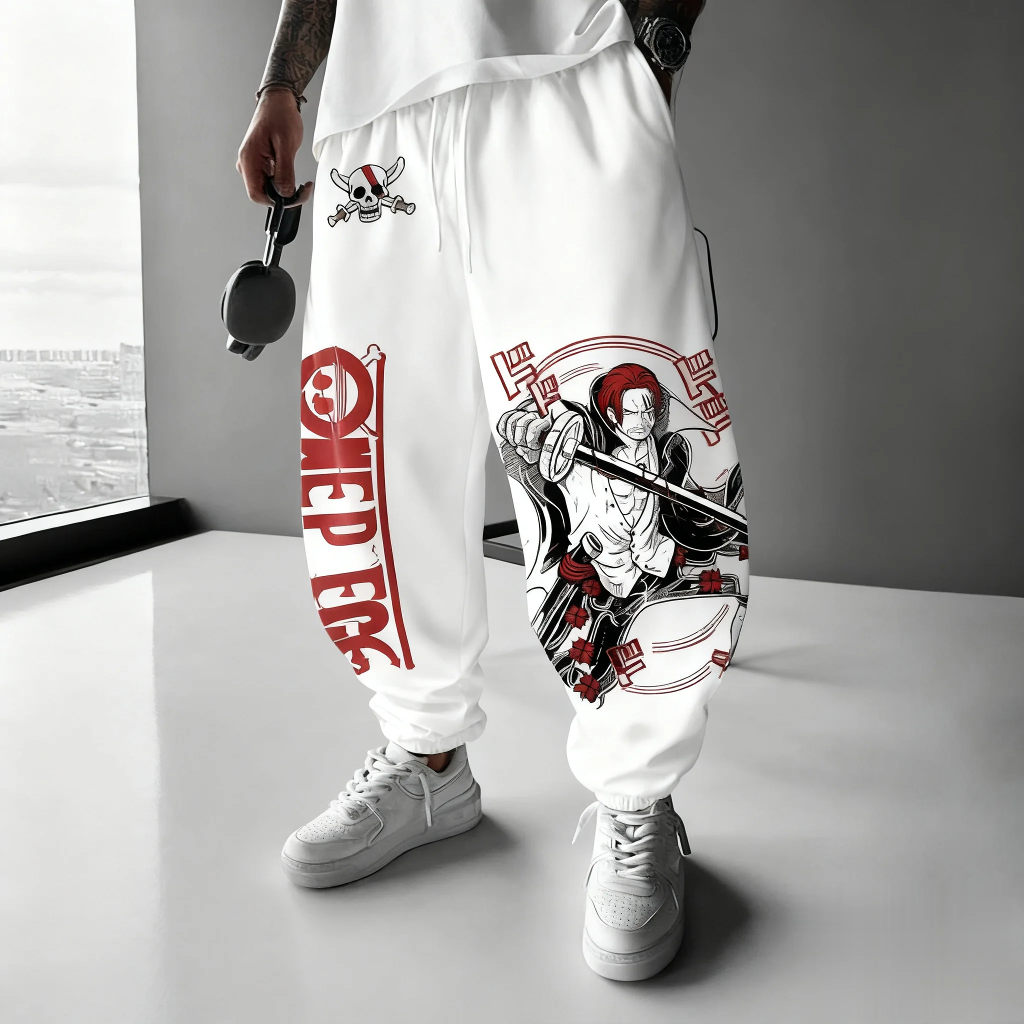 

One Piece Luffy Animation-themed Printed Pants 2025 American Sporty Autumn Fashion Men's and Women's Cotton Leggings