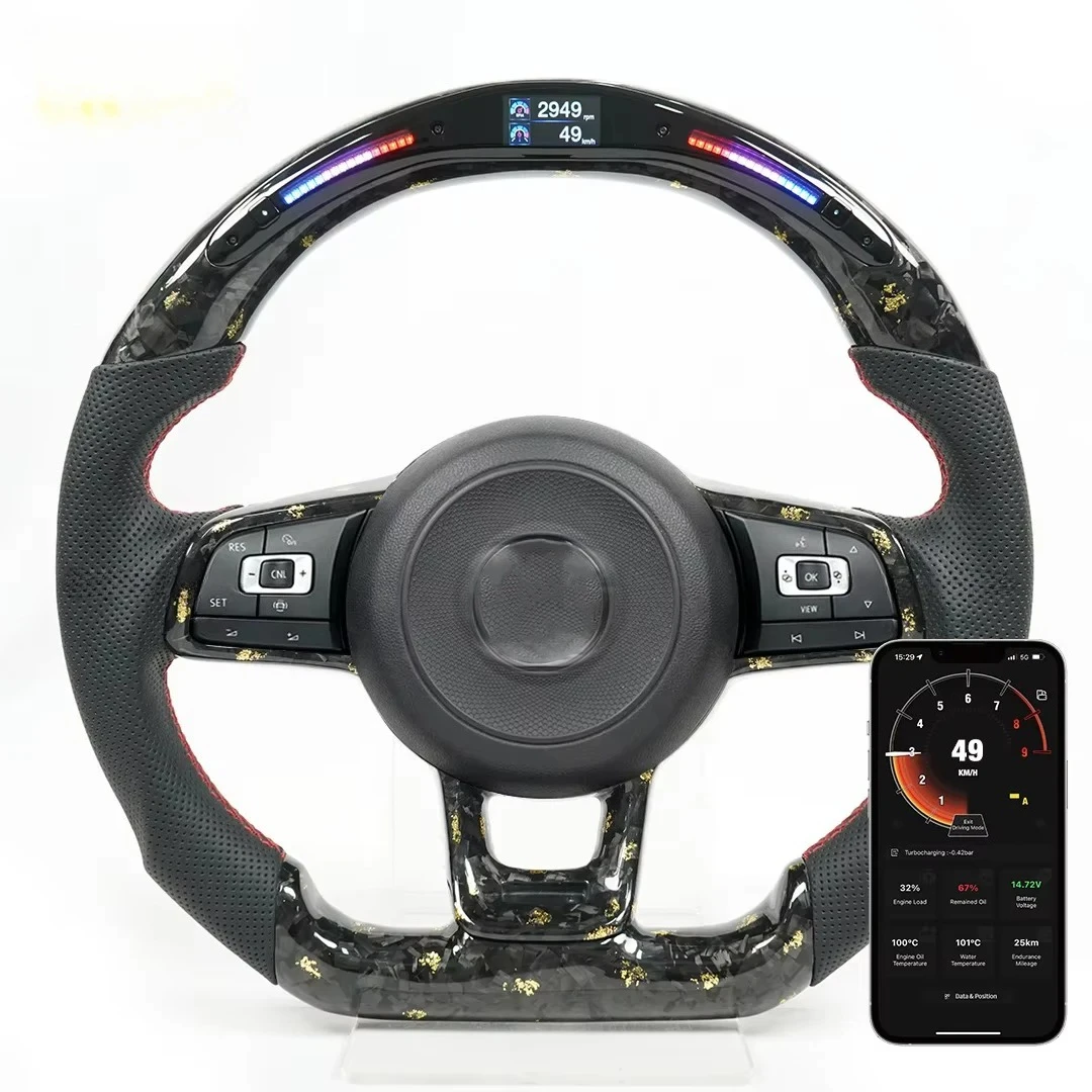Volante de fibra de carbono con cuero Alcantara para Volkswagen Golf 7 7.5 GTI GTD GTE R 2013-2020 Polo GTI Accesorios para coche