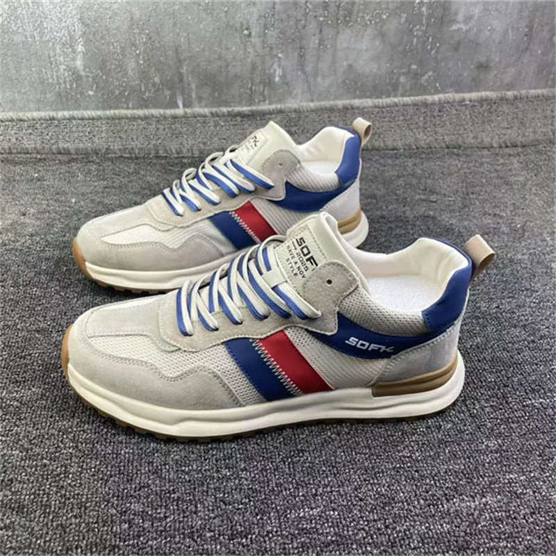 

Мужские летние тонкие дышащие повседневные спортивные кожаные туфли с противоскользящей подошвой, универсальные, на плоской подошве, низкие, с круглым носком