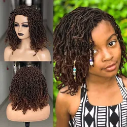 Synthetic Nu Faux Locs Braided Dreadlocks Wig Black Brown Red Color Twist Braids Hair Short Wigs For Black Women Daily Party