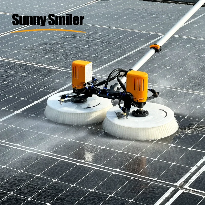 sunny smiler Solar Panel Cleaning Washing Machine Automatic Brush With Double Head  Battery