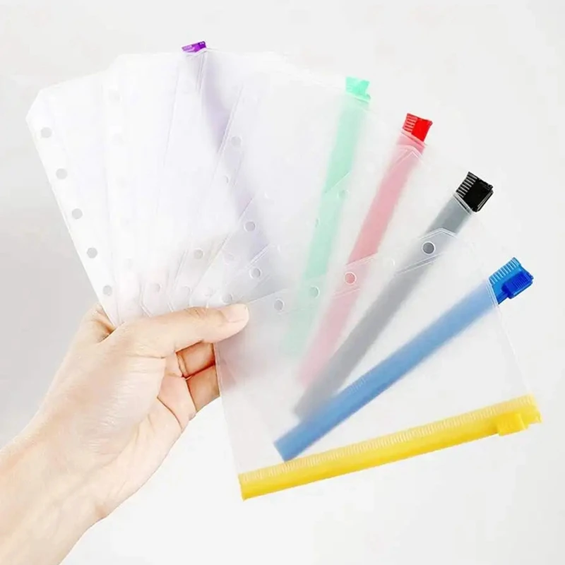 12 Stuks A6 6-Holes Bindmiddel Zak Waterdicht Pvc Budget Enveloppen Rits Bindmiddel Zakjes Voor Notebook Planner Reis Bindmiddelen