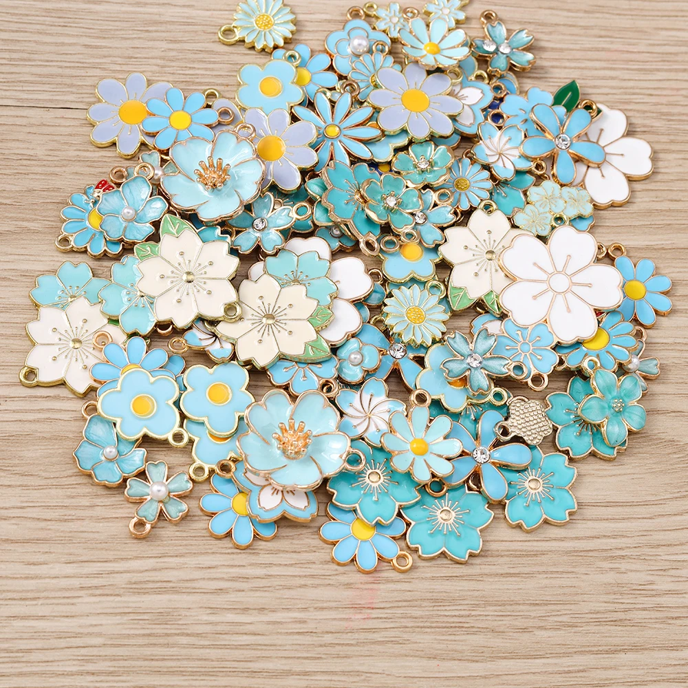 Tusember gemischte Blumenanhänger, 10 Stück, niedliche bunte Blumenanhänger für DIY-Schlüsselanhänger, Armbänder, Halsketten, Schmuckherstellung, Zubehör – Detail 6