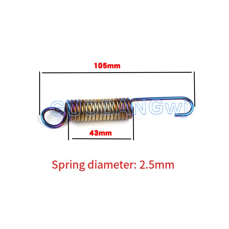 304 Stainless Steel Motorcycle Side Stand Spring for Modification with Titanium Coating 43x2.5x105mm