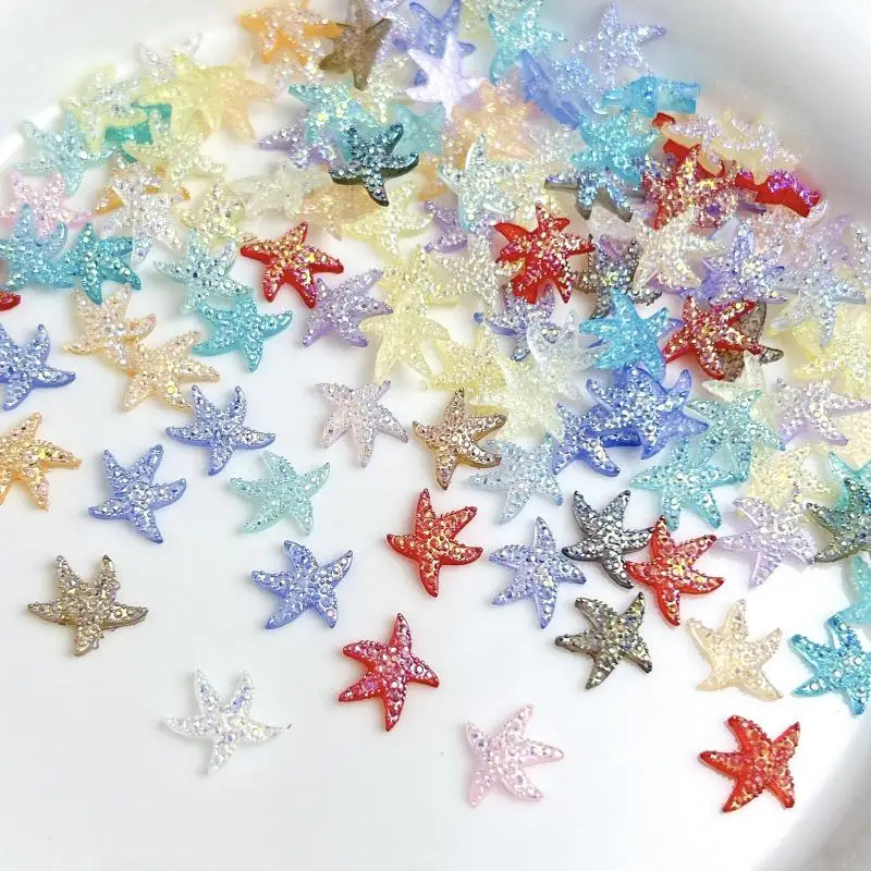 Random Mixed Colorful Fresh Sparkling Starfish Nail Art Charms Irregular Pentagram Nail Decorations DIY Accessories Crafts