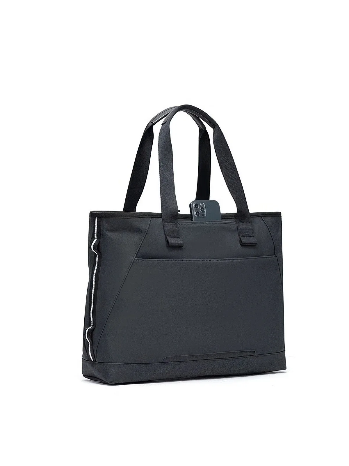 Men's Modern Briefcase - Lightweight Nylon Design Elegant Shoulder Bag, Stylish Black Tote Bag 232712