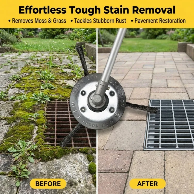 Weed Brush Head Steel Wire Wheel Grass Trimmer Head Removal Moss Rust Lawn Mower Grass Brush Disc Weed Brush Trimmer Heads
