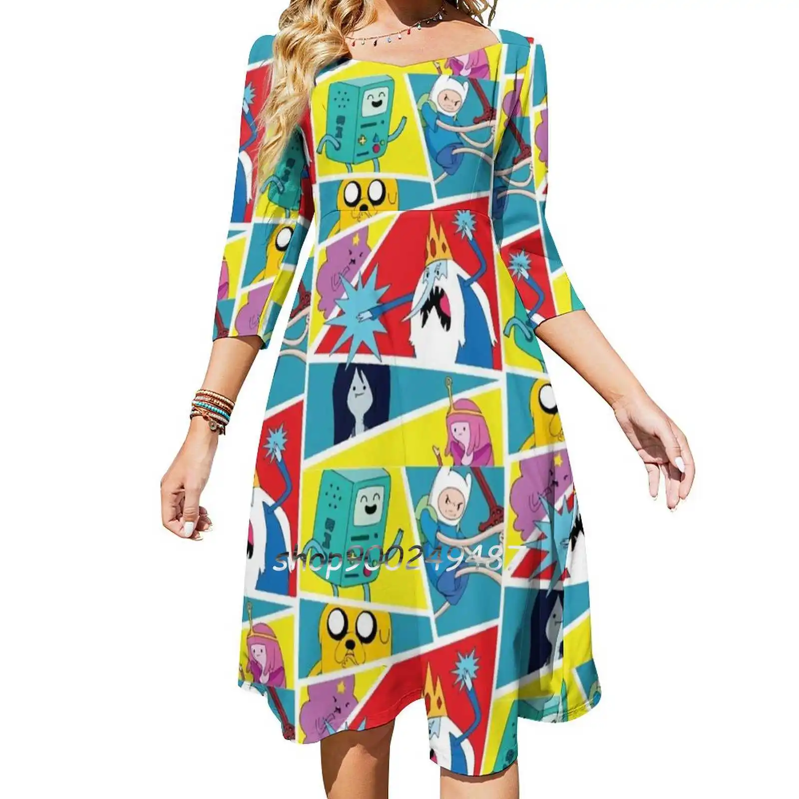 Adventure Time Characters Sweetheart Knot Flared Dress Fashion Design Large Size Loose Dress Adventure Time Adventuretime