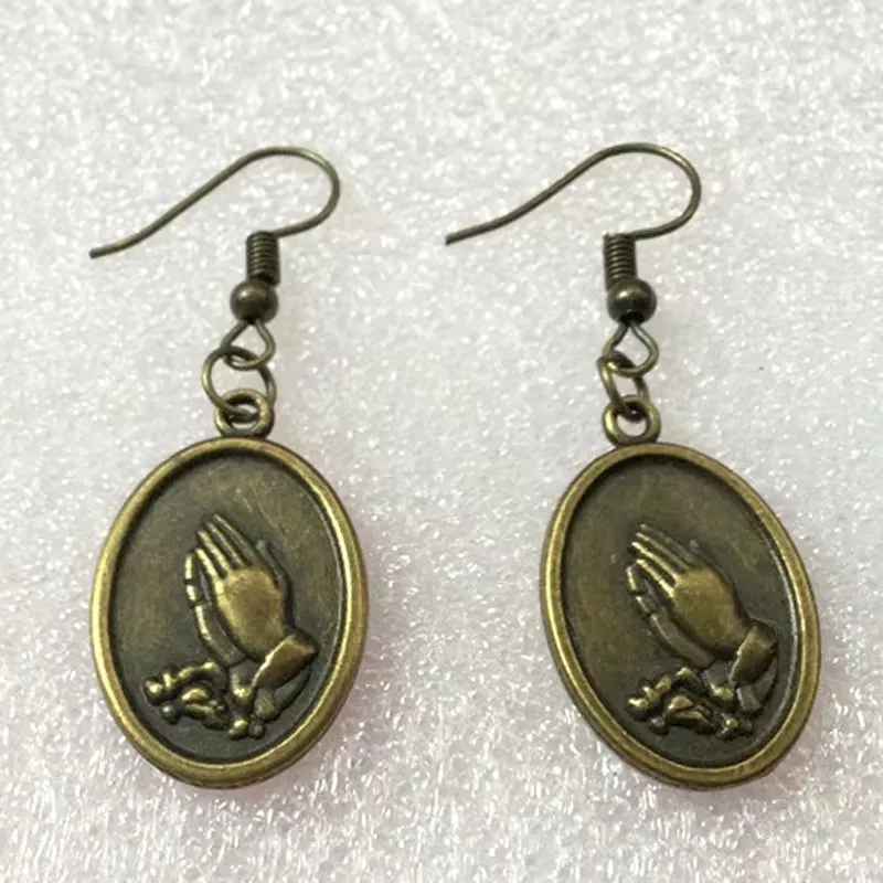 Antique Vintage Bronze St. Anthony Baptism Earrings For Women Metal Alloy Drop Dangle Earring Jewelry Fashion Ear Jewellery