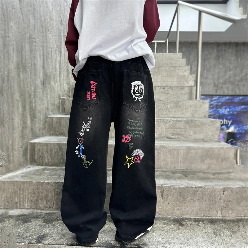ZOETOPKID Kids Jeans with Drawing for Boys Girls Casual Streetwear Denim Pants Unisex Child Straight Fit Jeans Trousers 6 ZOETOPKID Kids Jeans with Drawing for Boys Girls Casual Streetwear Denim Pants Unisex Child Straight Fit Jeans Trousers 6