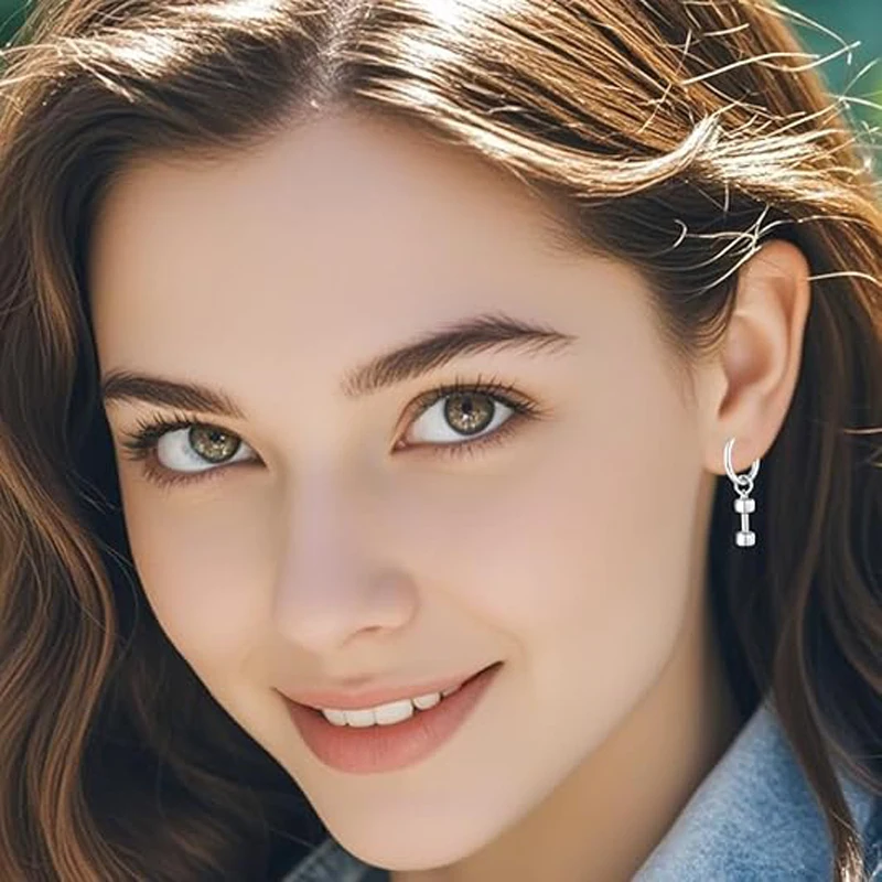 الدمبل هوب أقراط للرجال النساء الفضة الفولاذ المقاوم للصدأ Kpop العصرية الشرير القوطي الحديد استرخى أقراط لهدايا صديقها #3