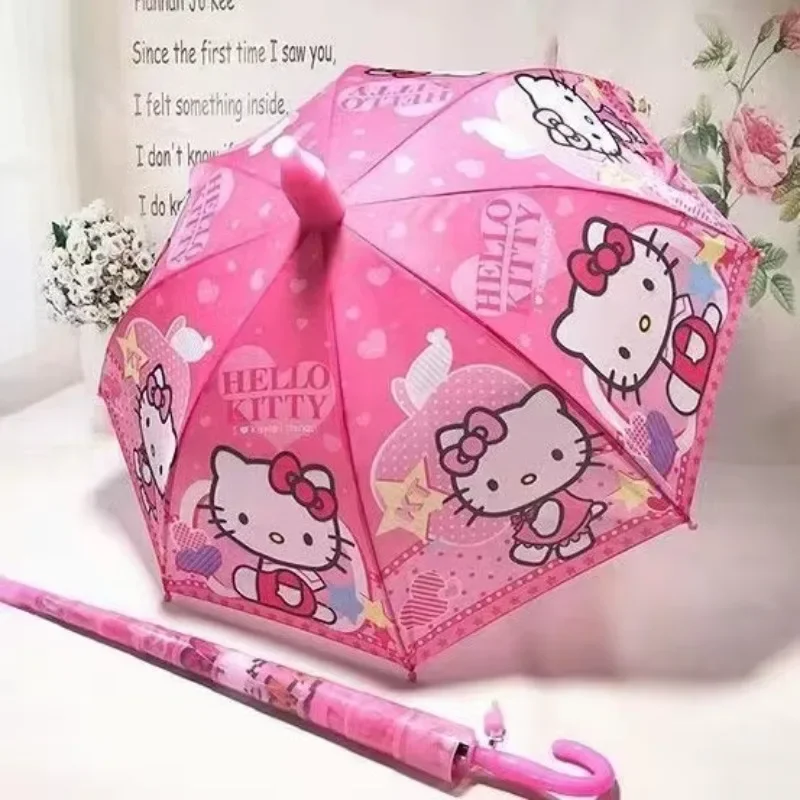 

Hello Kitty cute umbrella for boys and girls kindergarten primary school growing handle umbrella waterproof cover sunny umbrella