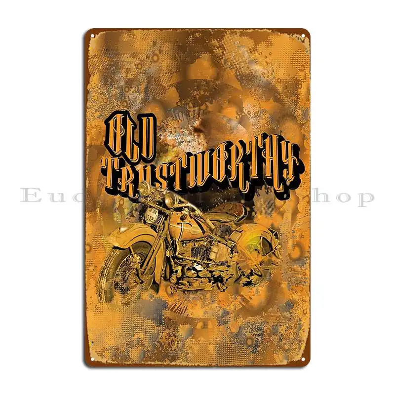 Old Trustworthy Motorcycle Metal Sign Cinema Garage Designing Design Cinema Tin Sign Poster