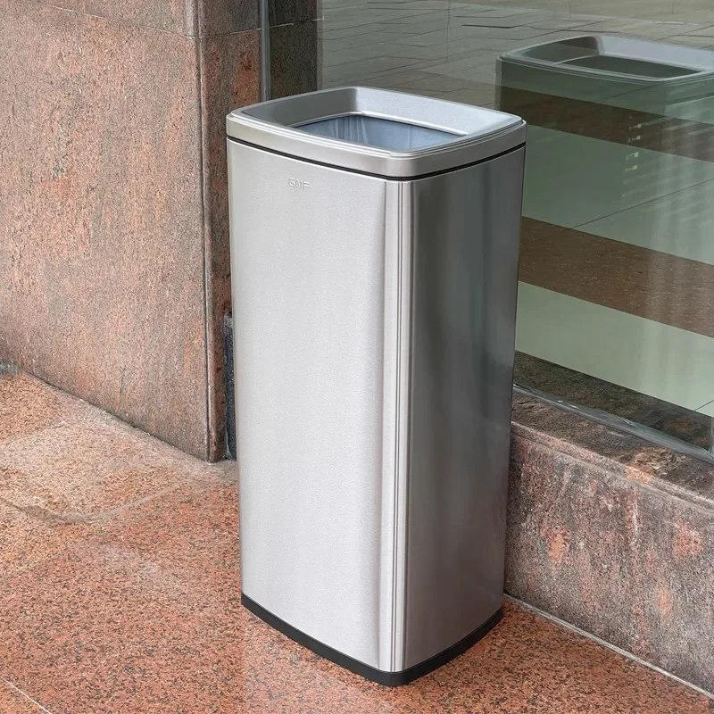 #Stainless Steel Trash Can - 20L/40L/50L Massive Capacity for Corridors, Toilets and Home Use, Square Lidless Design