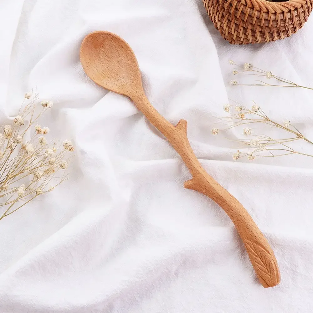 

Natural Wood Branch Shape Mixing Flatware Tableware Soup Spoon Kitchen Utensil Stirring Spoon Wooden Spoon