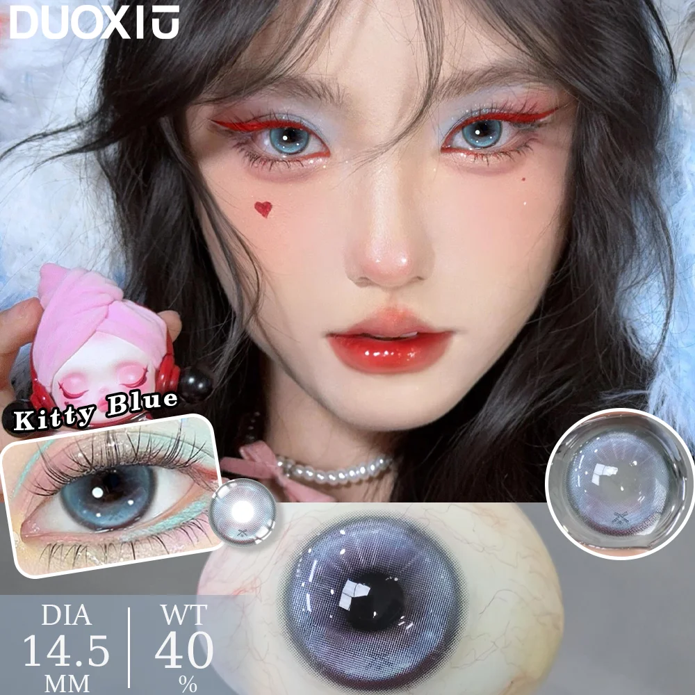 DUOXIU 1 Paar neue Myopie-Farbkontaktlinsen für Schüler, modisch, rosa, blau, Cosplay-Linsen für braune Augen, weiche, hübsche Kontaktlinsen