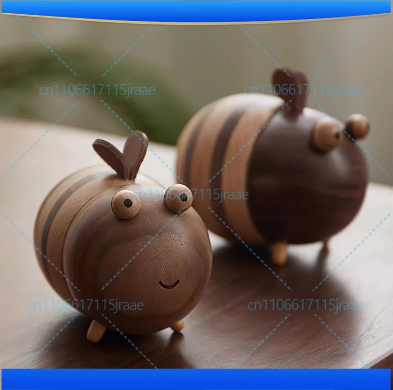 Solid Wood Carving Bee Statue 3.54