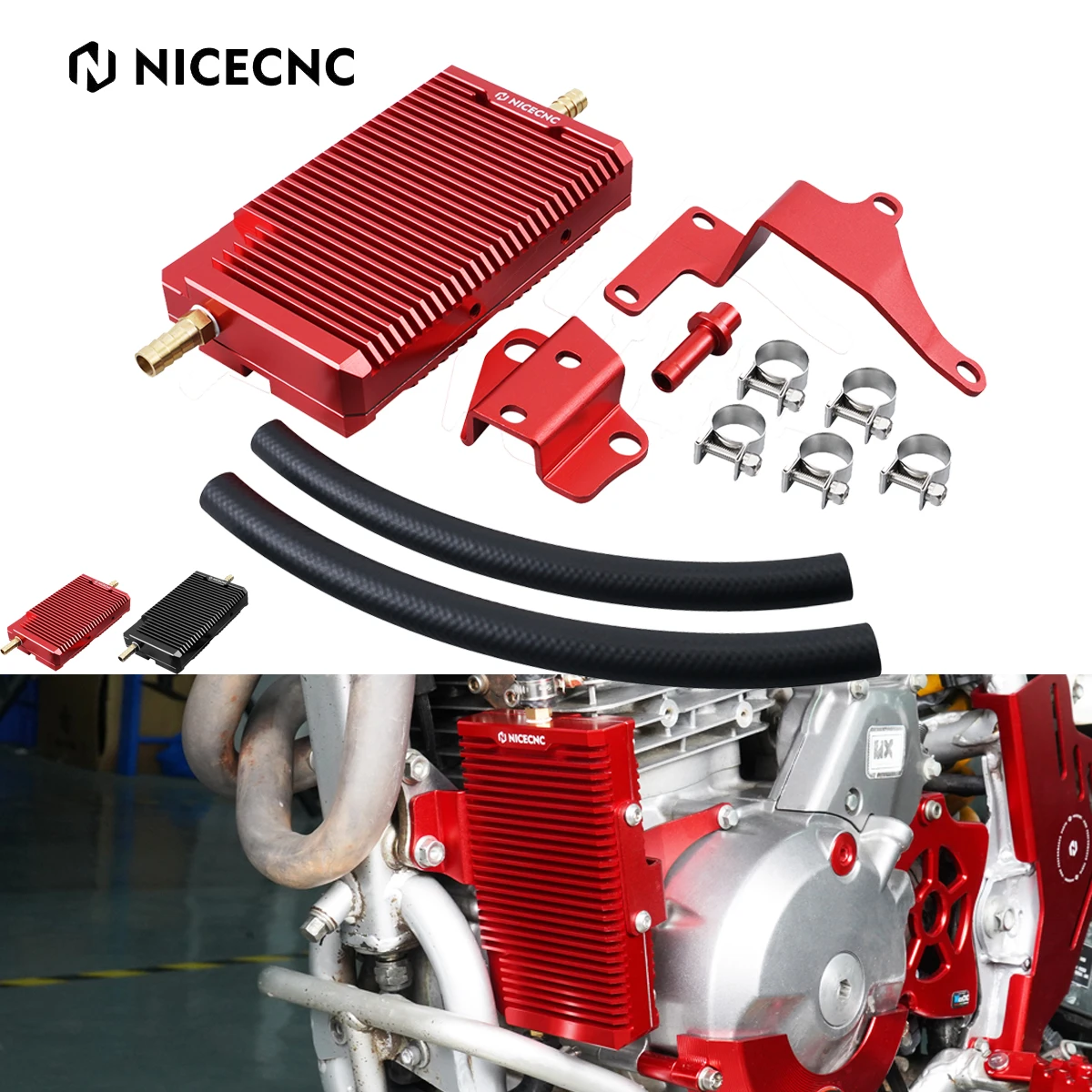 

NICECNC Motorcycle 80ML Oil Cooler Engine Fuel Radiator Cooling System Kit For Honda XR650L XR 650L 1993-2024 2023 2022 Aluminum