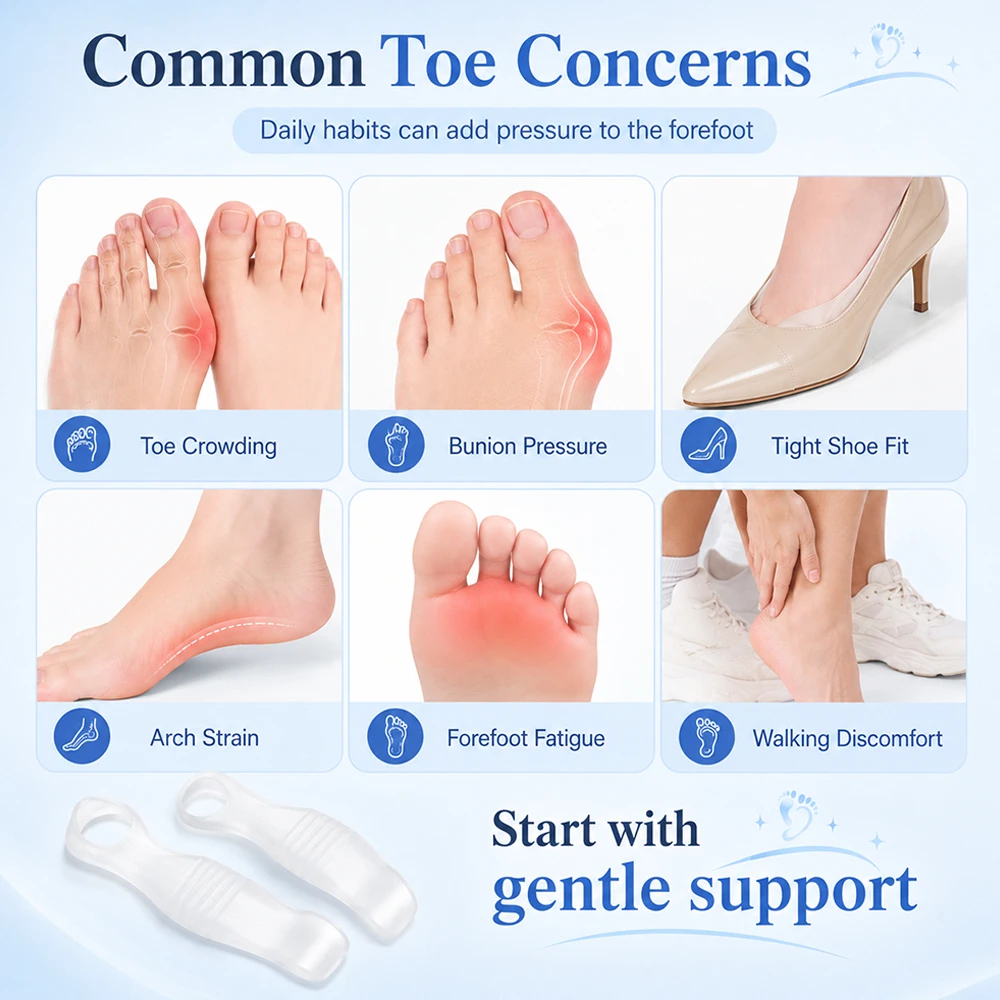 Orthopedic Braces Bicyclic Thumb Correct Toe Separator Silicone Gel Hallux Valgus for Daily Walking Running and Standing Relief
