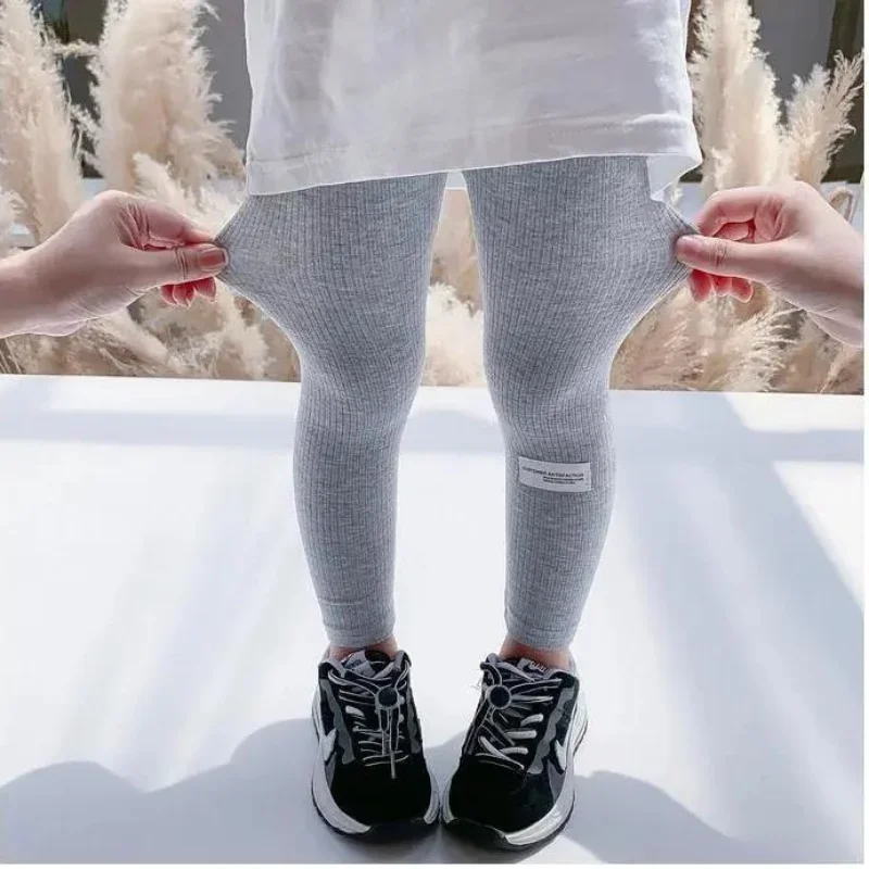 Leggings a coste per bambini autunnali per ragazze pantaloni collant sottili solidi 1 + y abbigliamento per bambini piccoli pantaloni sportivi