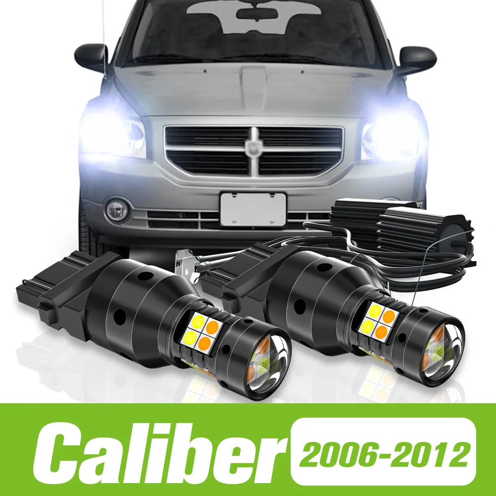 2pcs For Dodge Caliber 2006-2012 Dual Mode LED Turn Signal+Daytime Running Light DRL 2007 2008 2009 2010 2011 Accessories