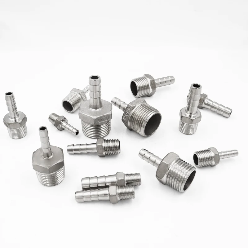 Conector de acoplamiento de junta de Pagoda, accesorio de tubería de rosca macho de acero inoxidable 304 BSP, reductor de cola de manguera de