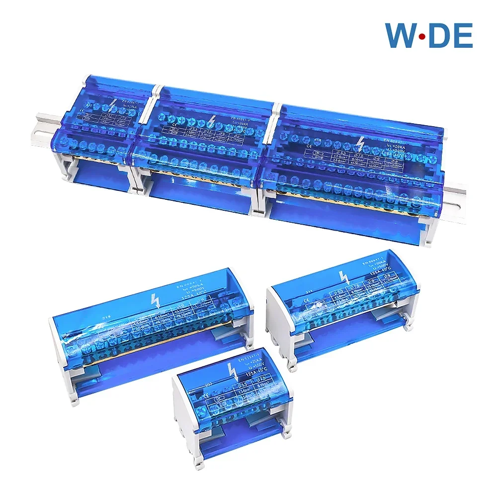 

1 Piece WDH207/211/215/407/411/415 Din Rail Terminal Block Screw Junction Modular Universal Electrical Power Distribution Box