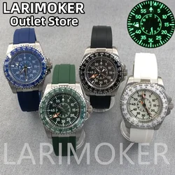 LARIMOKER 40mm Watch Black blue green dial Luminous 24 Jewel NH34A (GMT)Movemen Rubber Starp Men's Watch Sapphire Glass