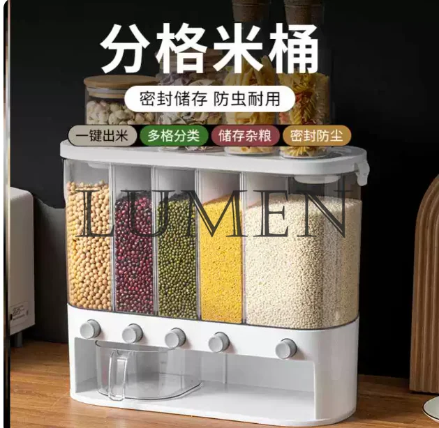 Grains household transparent insect-proof moisture-proof five-grid classification storage box