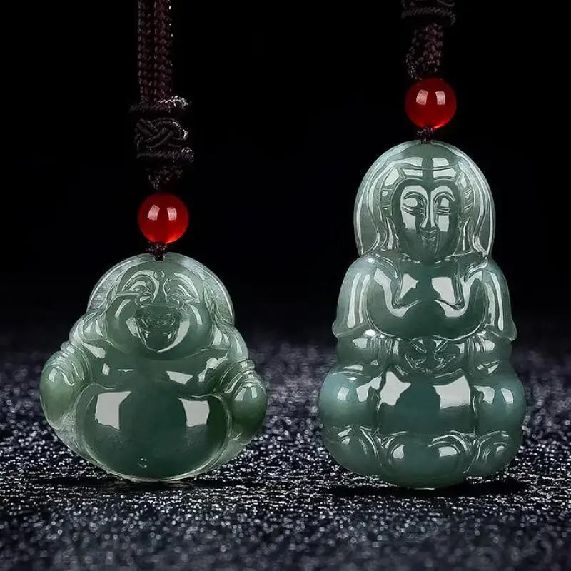 

Genuine Myanmar Grade A Jadeite Burma Jade Guanyin Buddha Pendant Necklace Men Women Healing Gemstone Fine Jewelry Lucky Amulets