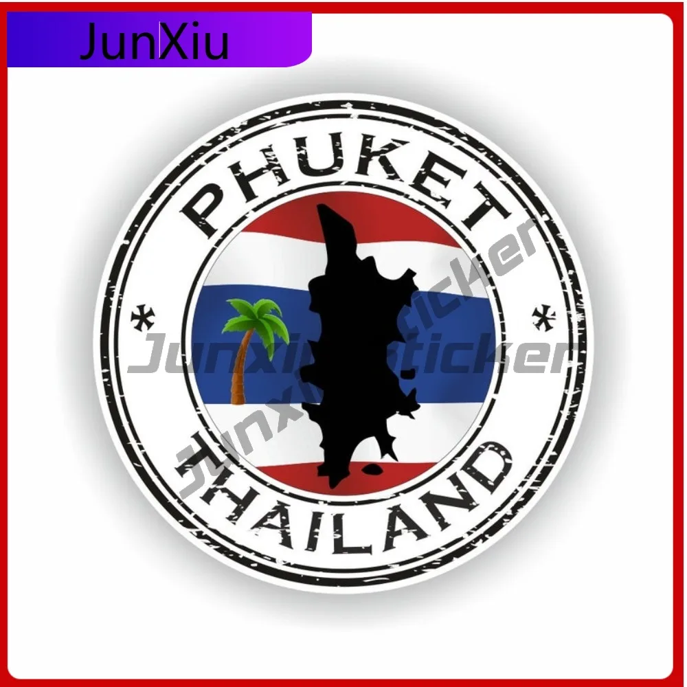 

Тайландская печать Phuket, эмблема страны, дизайн флага, креативная забавная автомобильная виниловая наклейка, клейкая наклейка, уличная водонепроницаемая, устойчивая к царапинам