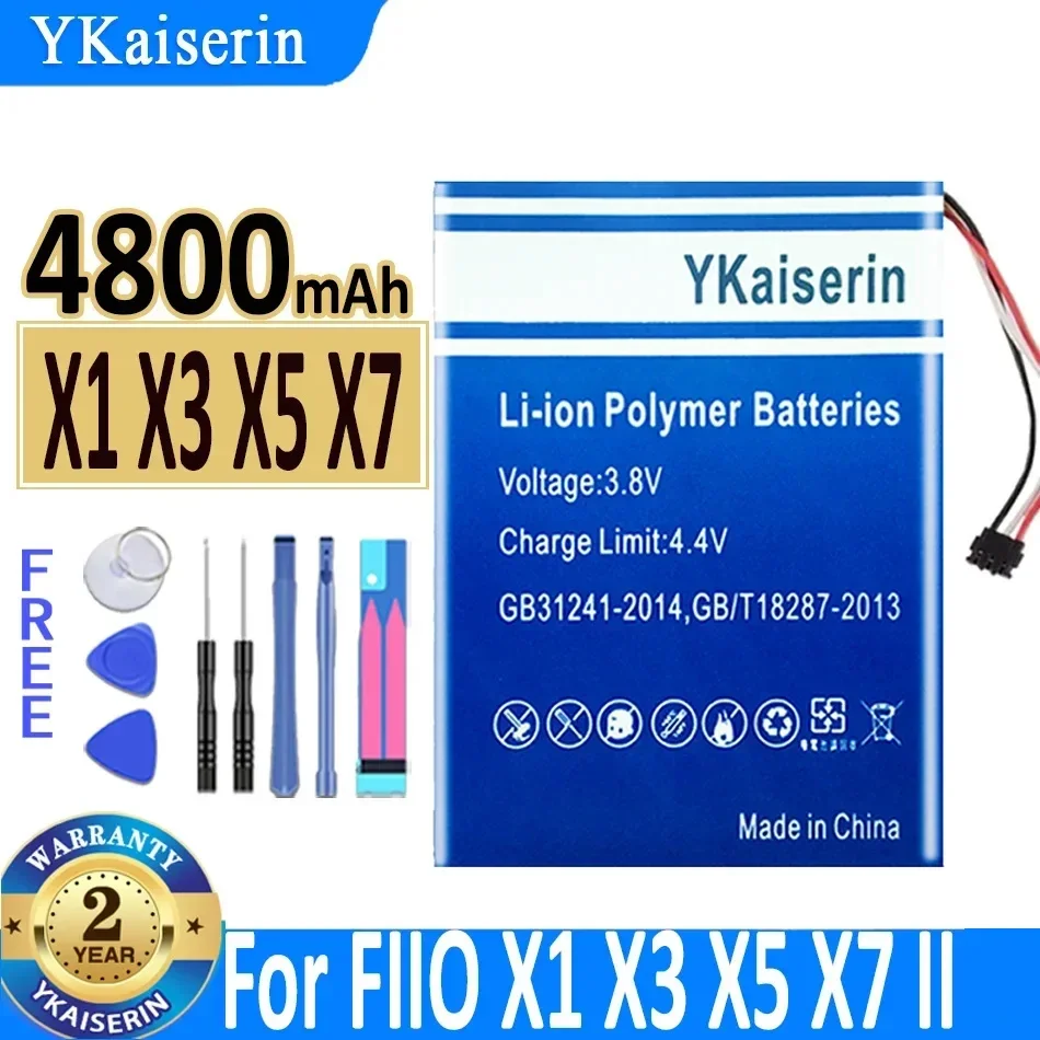 

Аккумулятор ykaisсеребрин на 4800 мА · ч для FIIO X1 X5 X3 X7 II 2 Player, литий-полимерная батарея