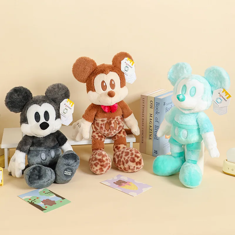 Juguetes de peluche Kawaii de Disney Mickey Mouse de 37cm, regalos navideños para niños y niñas, muñecos de peluche encantadores, muñecos de peluche de Mickey
