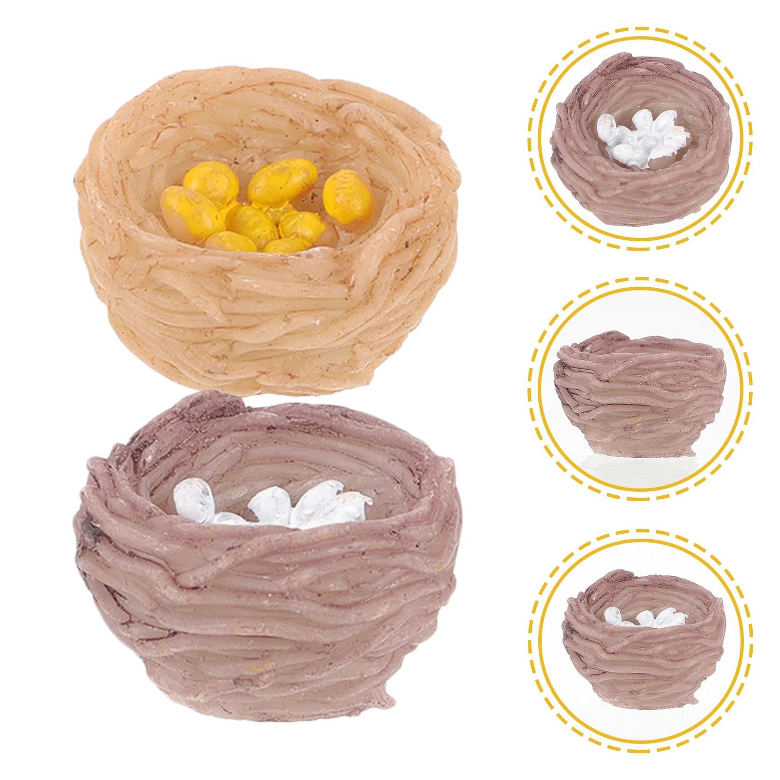 

10pcs Resin Bird Nest Miniature Home Decor Craft Supplies Detailed Vivid Artificial Easter Scene Layout nament