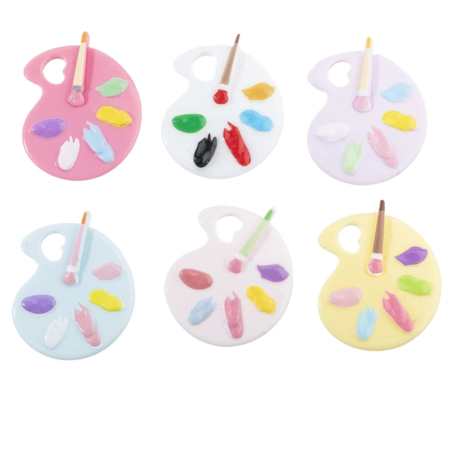 6pcs Mini Palette Resin Charms Pendant Set for DIY Keychains