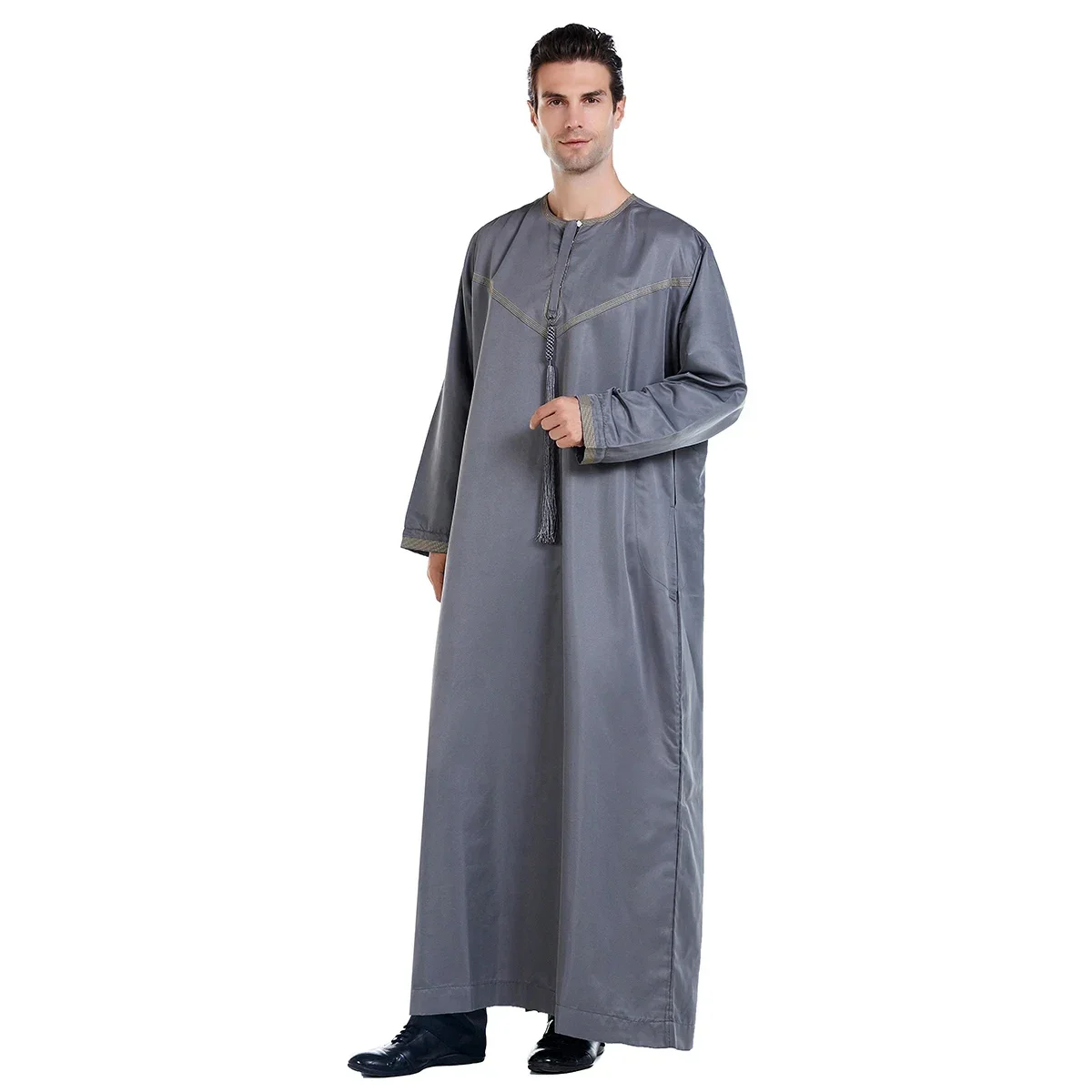Eid Ramadan Jubba Thobe Abito musulmano Uomo Robe Dubai Abaya Turchia Caftano Islam Abbigliamento Daffah Dishdasha Djellaba Preghiera Jalabiya