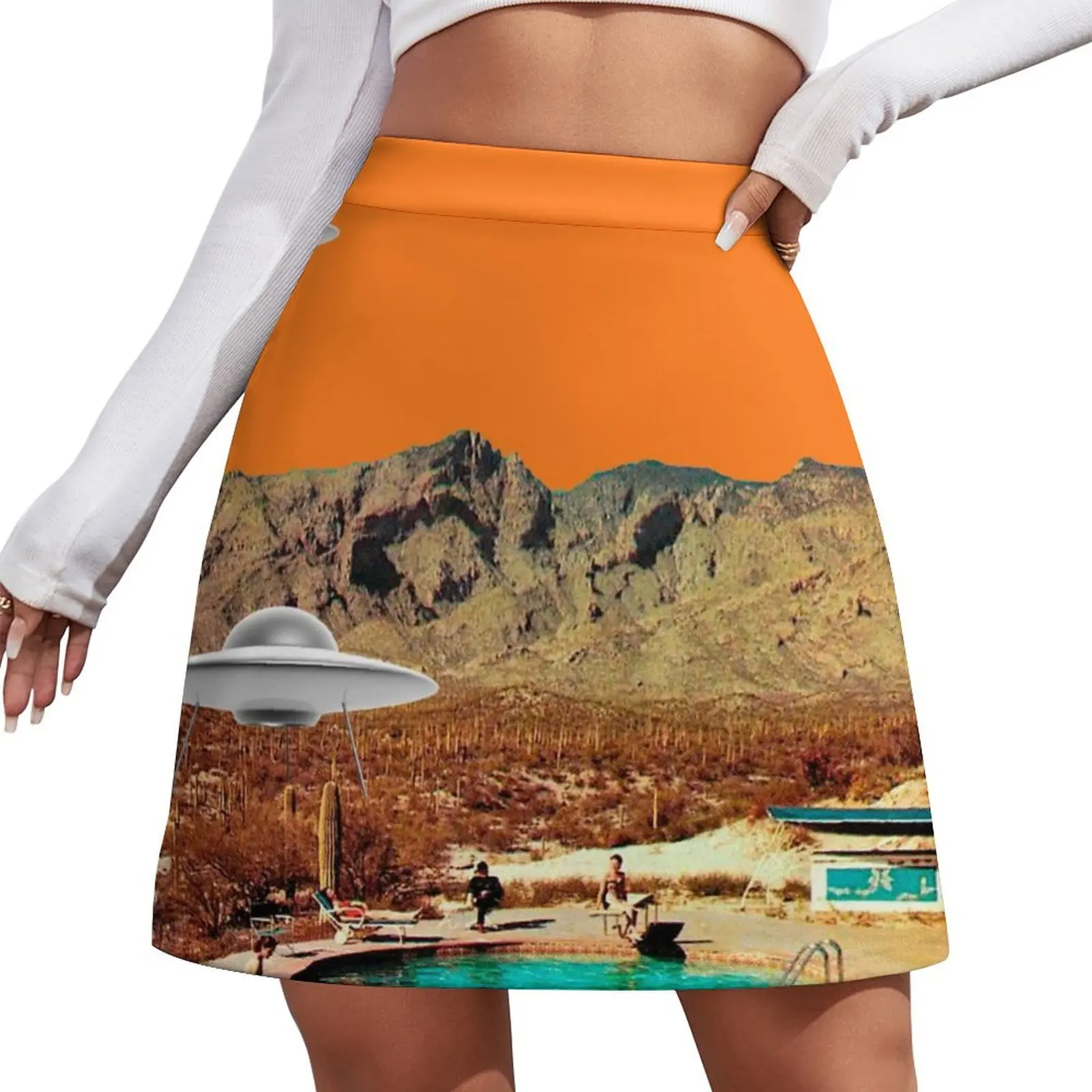 

They've arrived! UFOs landing in the desert Mini Skirt skirts for woman korean clothes ladies Female dress Mini Skirt