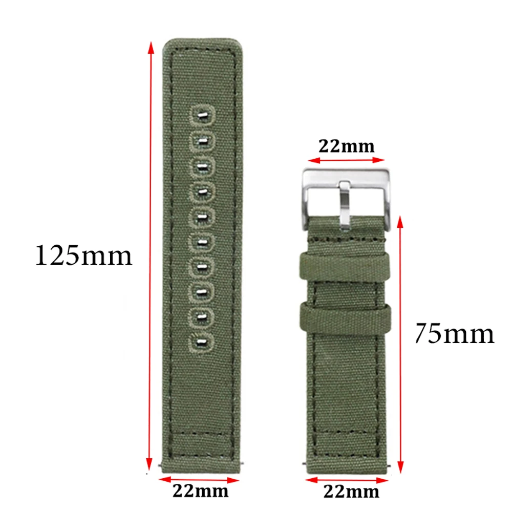 Braided Canvas Watch Band for Samsung Galaxy 3/4 40mm 44mm Classic 46/42mm Quick Release Bracelet for Huawei Strap18mm 20mm 22mm