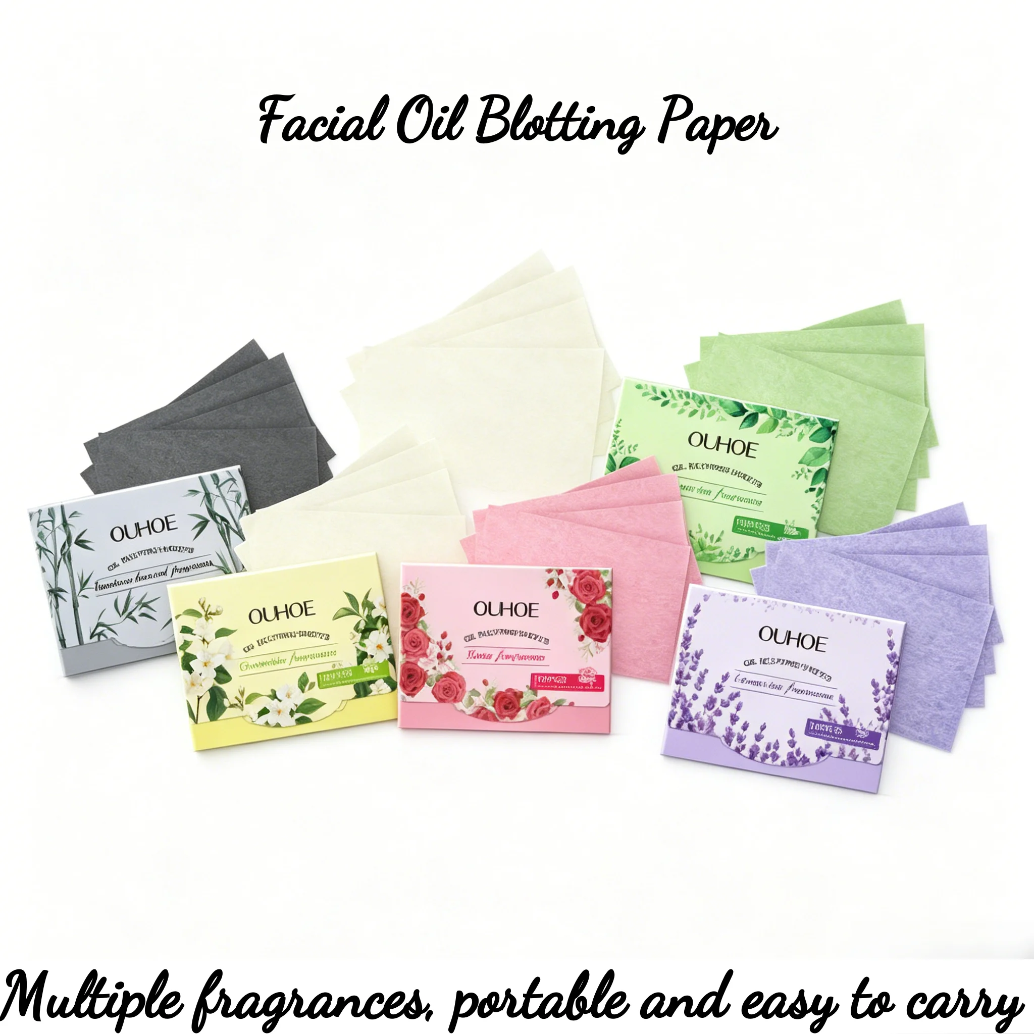 100Pcs Portable Facial Oil Blotting Paper, Oil Absorbing Sheets, Face Oil Control Wipes for Matte Skin