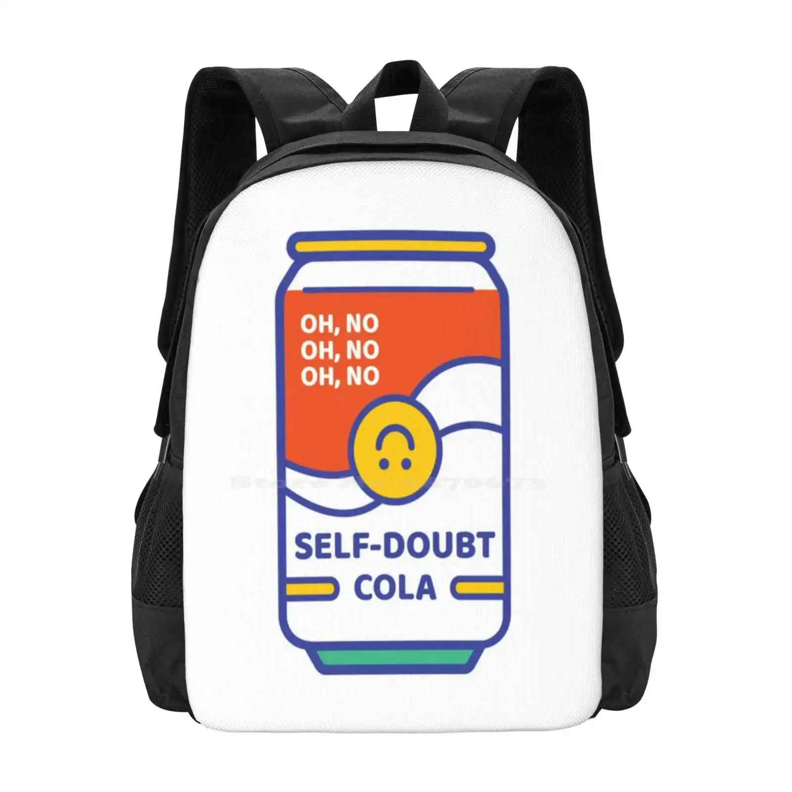 Self-Doubt Cola Hot Sale Schoolbag Backpack Fashion Bags Doubtful Self Doubting Anxiety Anxious Oh No Insecurity Insecure Mood